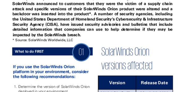 Cyber Response Services Security Advisory - SolarWinds Orion
